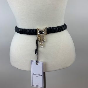 Argento Antico Ecopelle Black Belt w/crystals